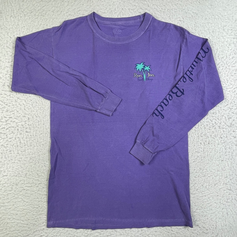 Ron Jon Surf Shop Shirt Womens Small Purple Long Sleeve Myrtle Beach Graphic Tee